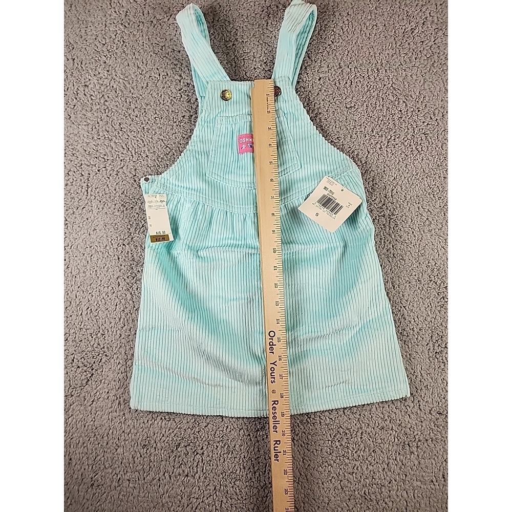 Vintage OshKosh Bgosh Girls Corduroy Jumper Dress Aqua Blue Made in USA 5 NWT - Picture 7 of 10